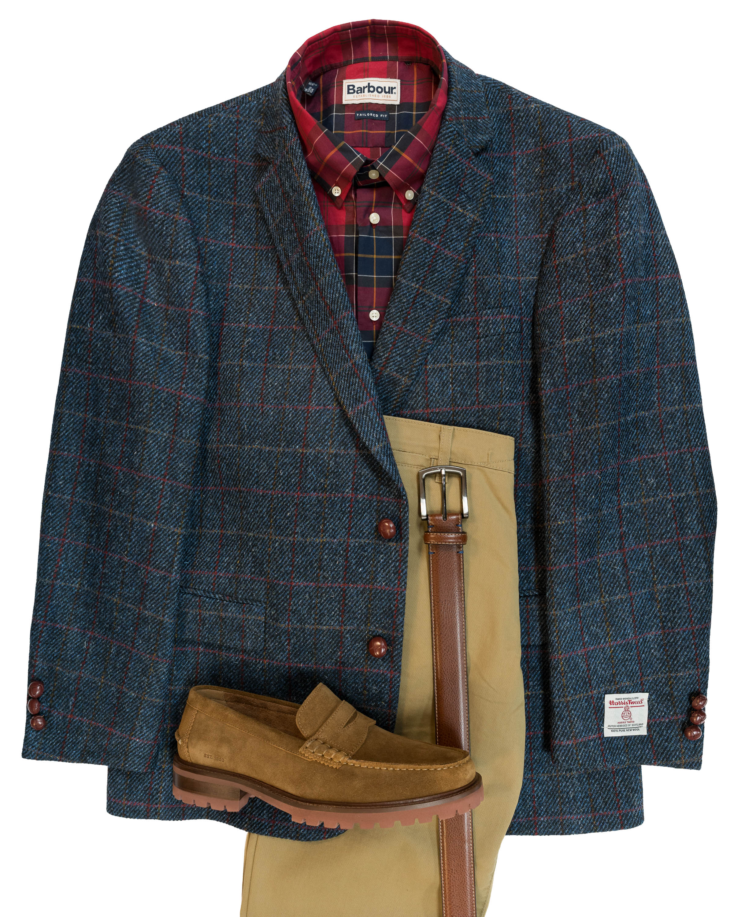 Blue Window Pane Harris Tweed All Wool Sport Coat - Woven In Scotland