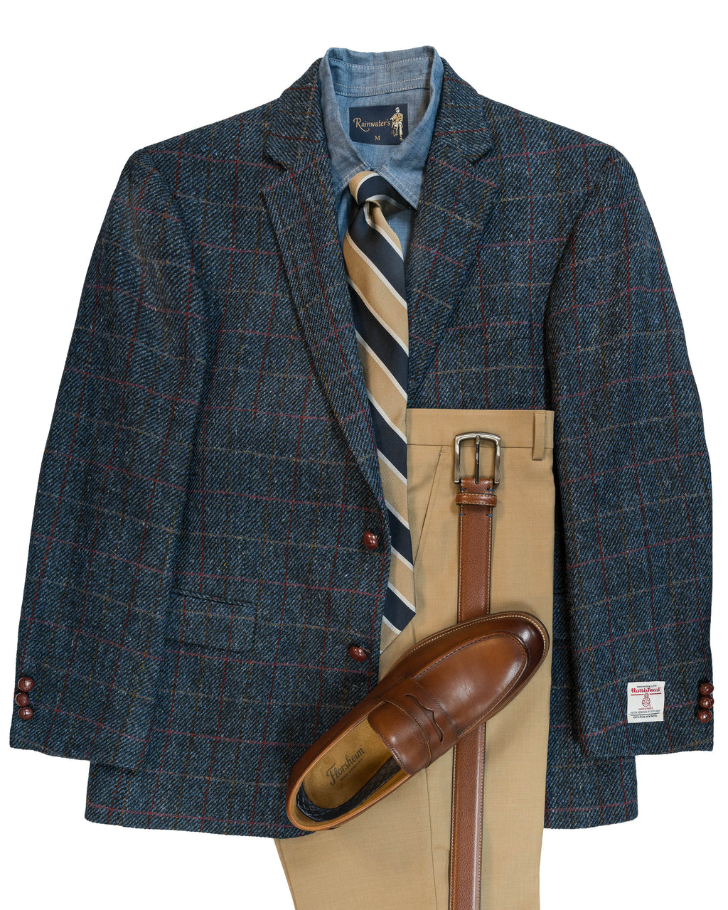 Blue Window Pane Harris Tweed All Wool Sport Coat - Woven In Scotland