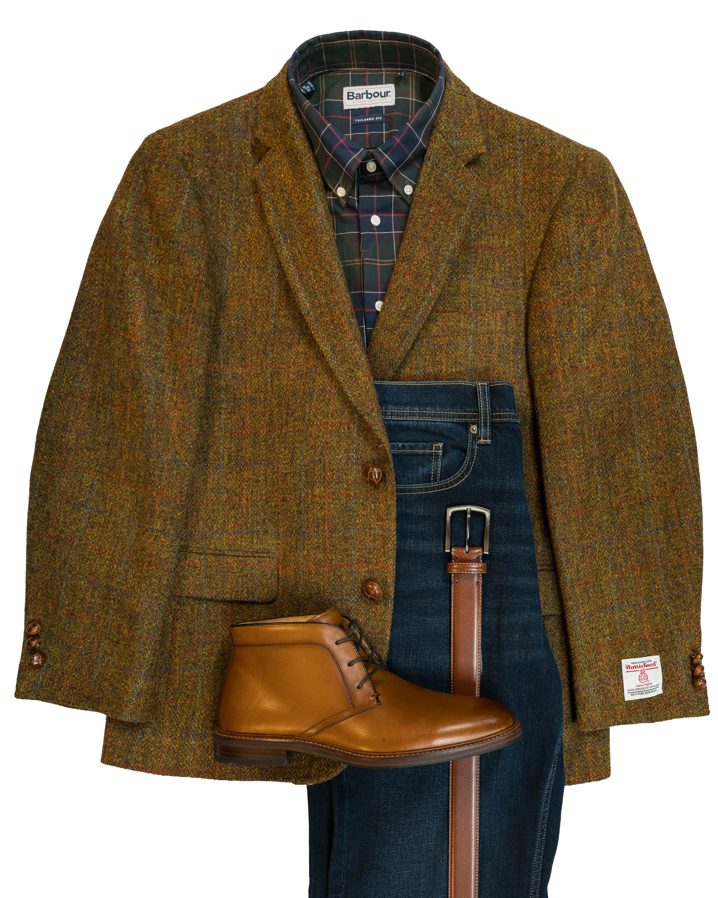 Rust Window Pane Harris Tweed All Wool Sport Coat - Woven In Scotland