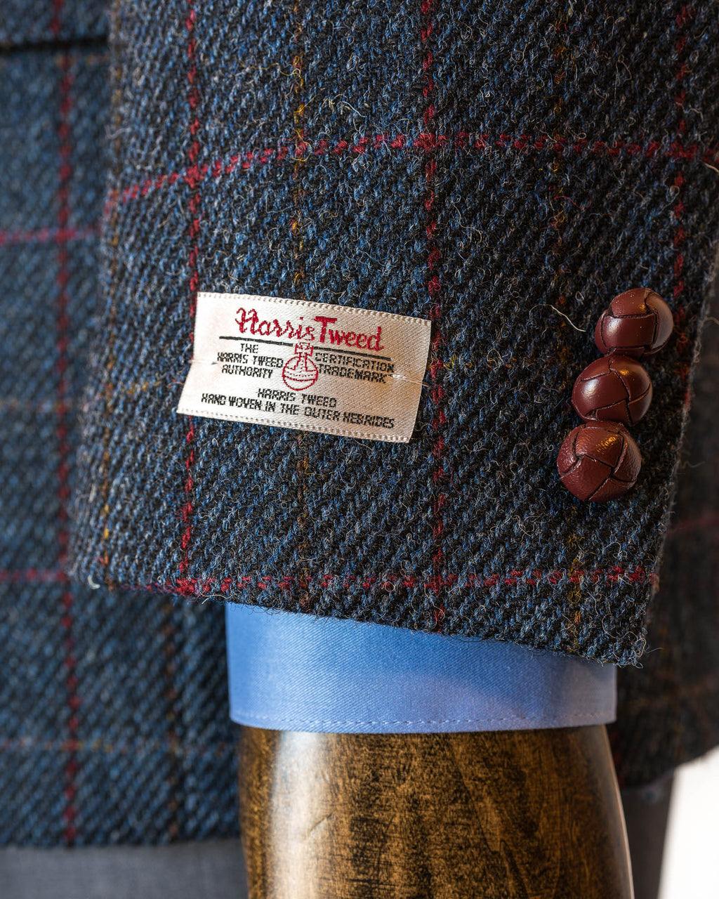 Blue Window Pane Harris Tweed All Wool Sport Coat - Woven In Scotland