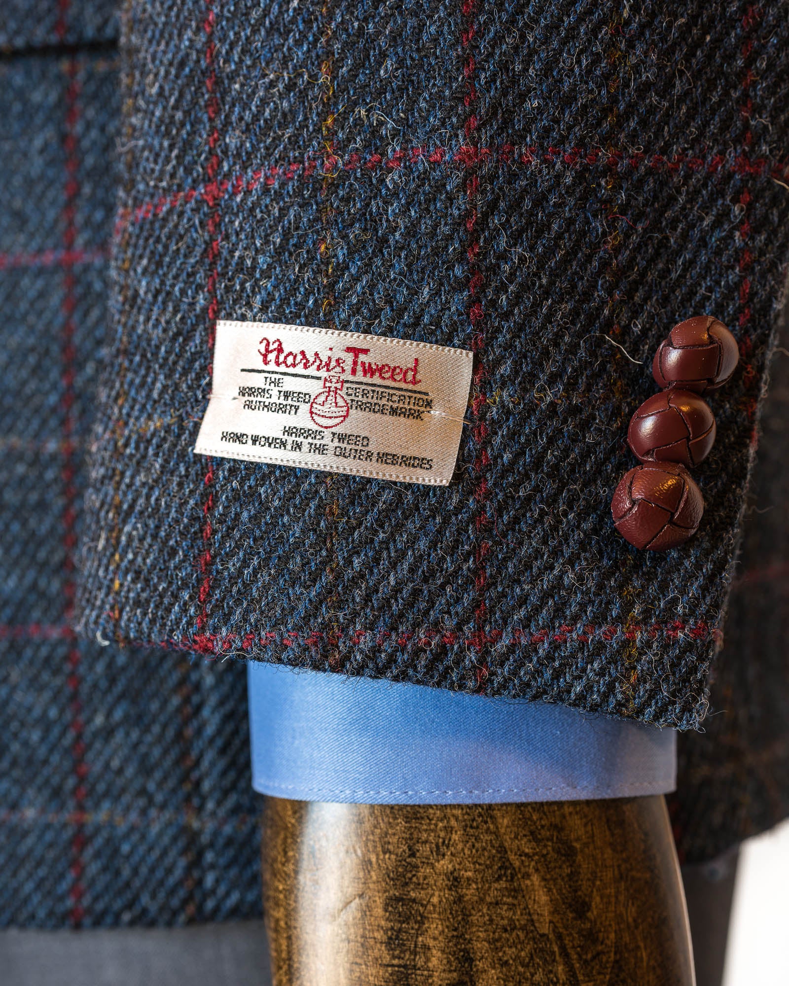 Blue Window Pane Harris Tweed All Wool Sport Coat - Woven In Scotland