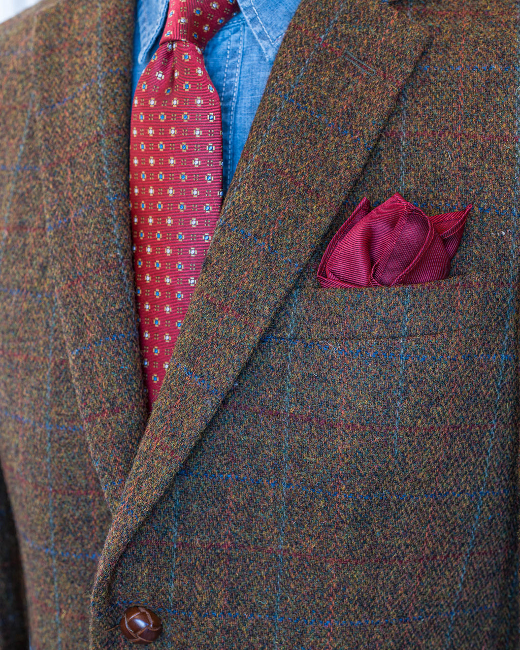 Rust Window Pane Harris Tweed All Wool Sport Coat - Woven In Scotland
