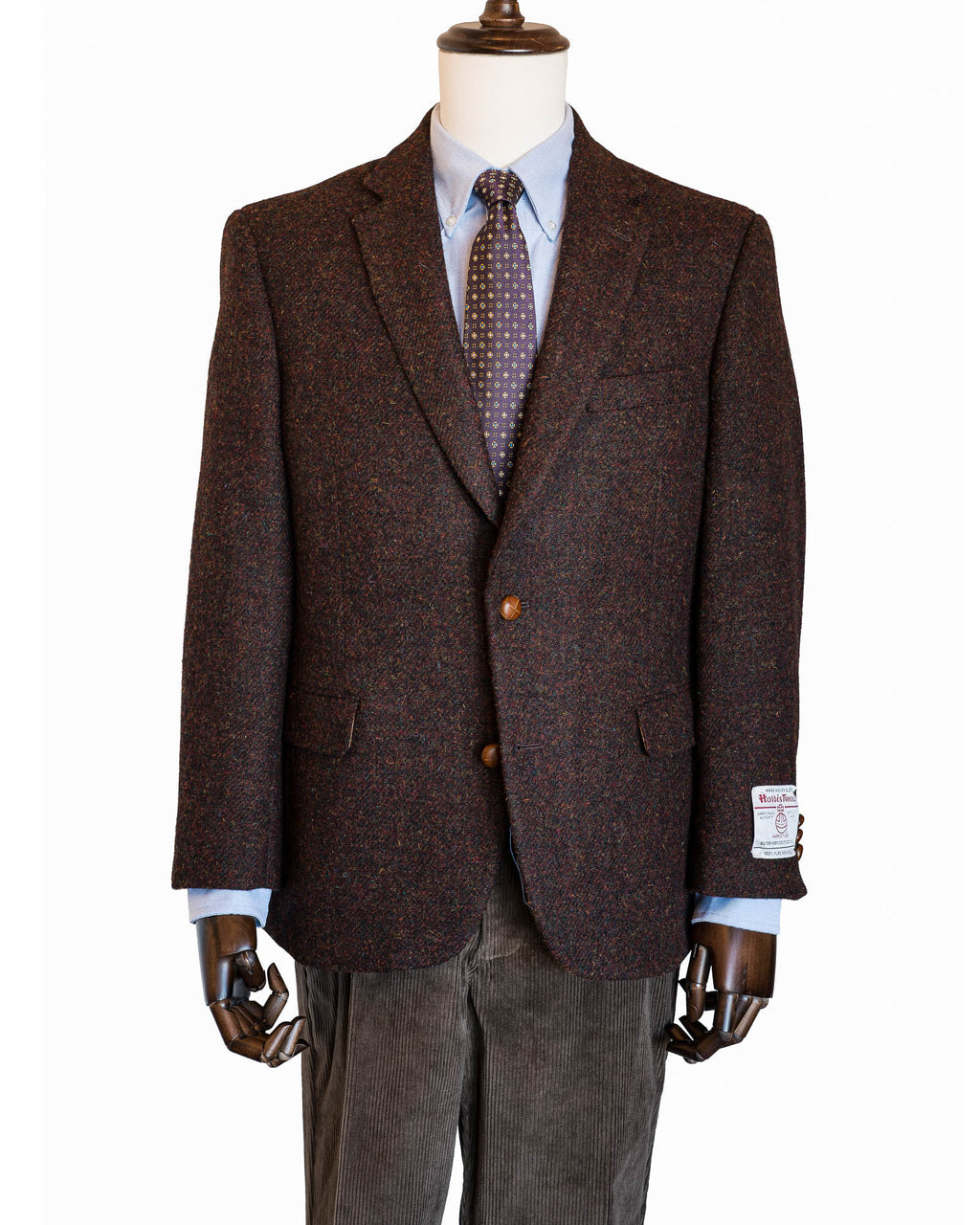 Burgundy Heather Harris Tweed All Wool Sport Coat - Woven In Scotland