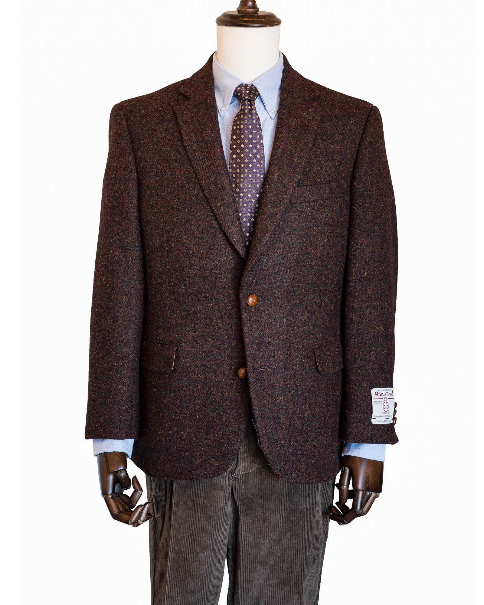 Burgundy Heather Harris Tweed All Wool Sport Coat - Woven In Scotland