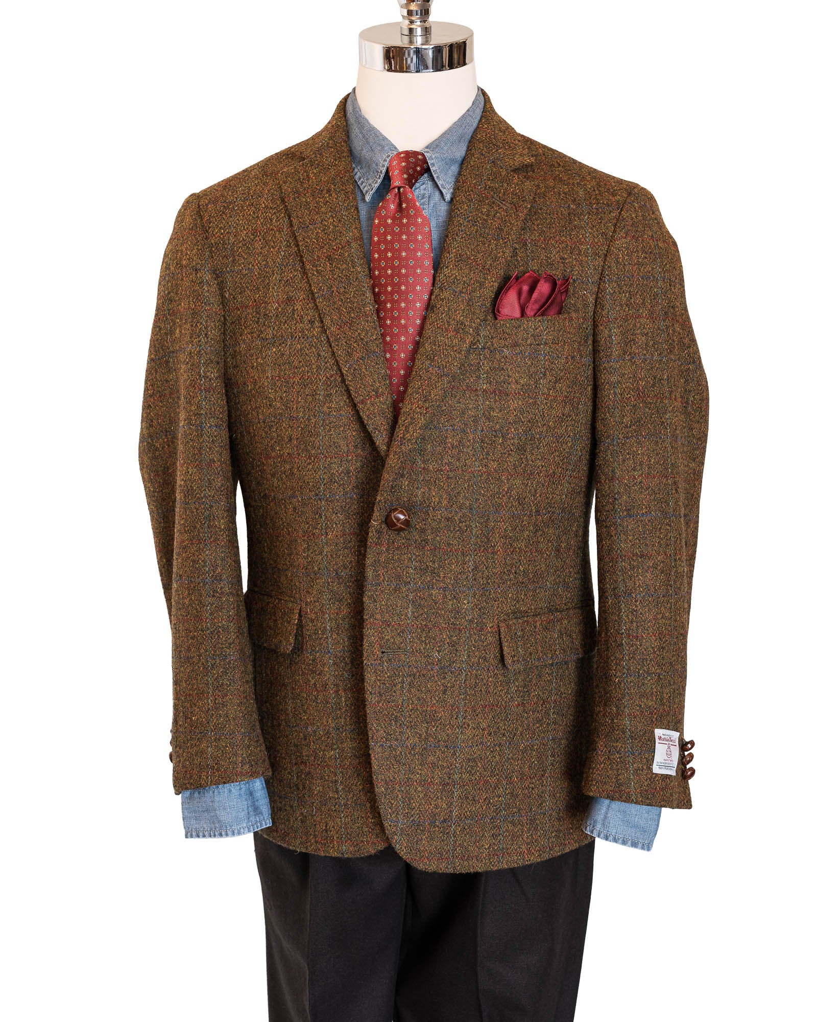 Rust Window Pane Harris Tweed All Wool Sport Coat - Woven In Scotland