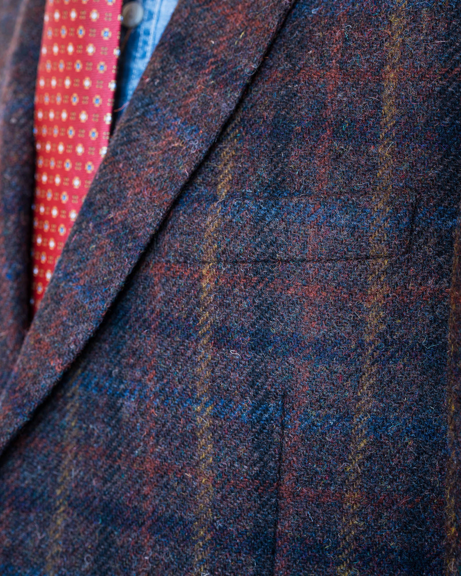 Brown Multi-Plaid Harris Tweed All Wool Sport Coat - Woven In Scotland