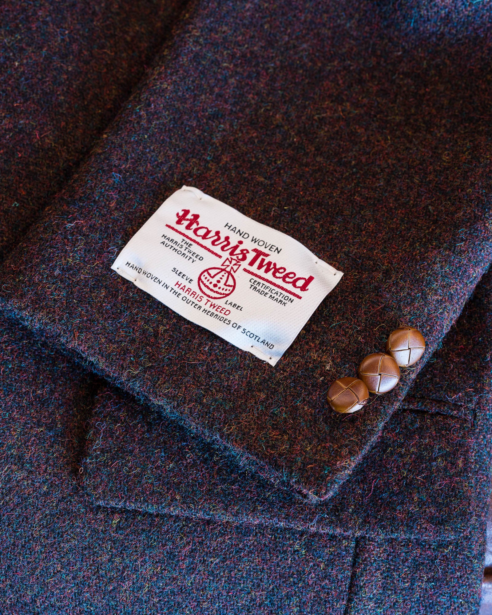Burgundy Heather Harris Tweed All Wool Sport Coat - Woven In Scotland