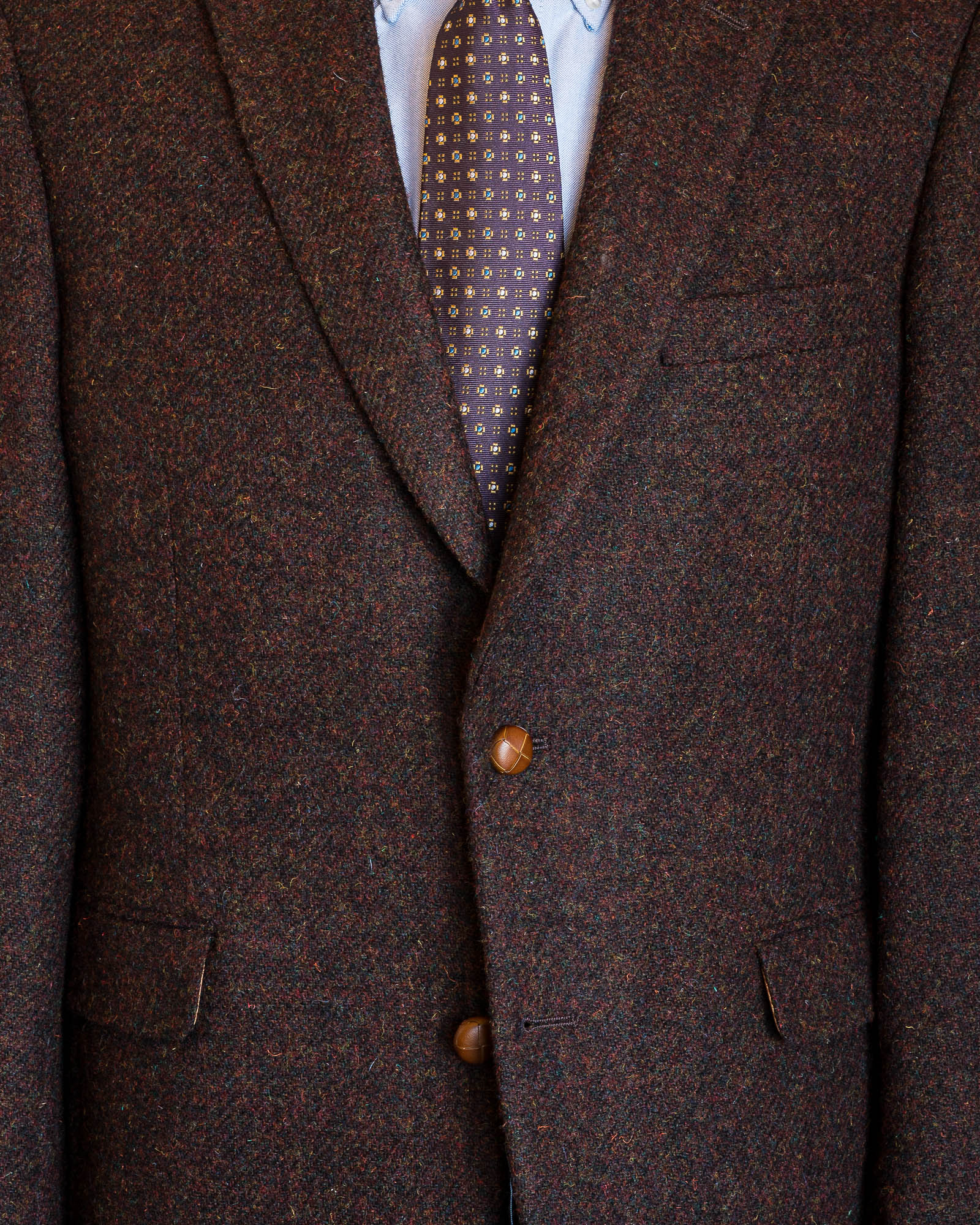 Burgundy Heather Harris Tweed All Wool Sport Coat - Woven In Scotland