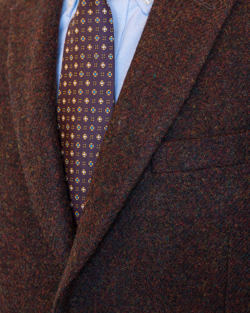 Burgundy Heather Harris Tweed All Wool Sport Coat - Woven In Scotland